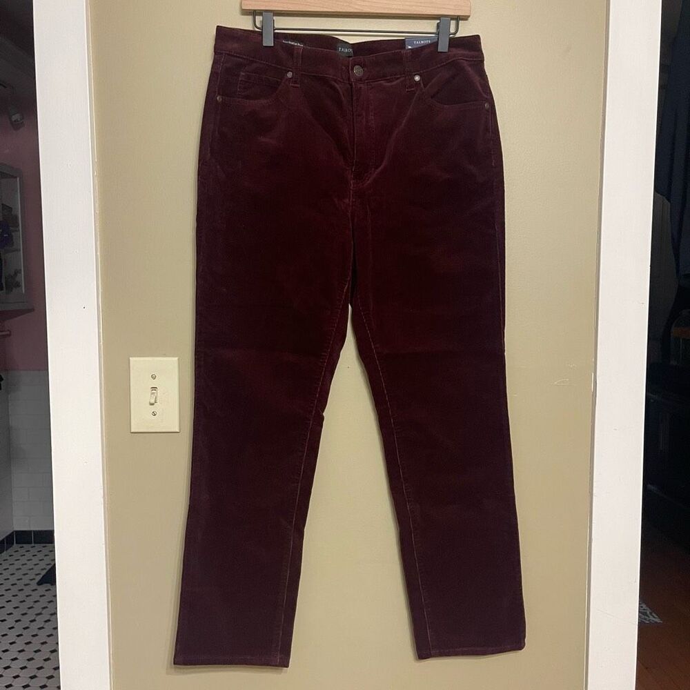 Talbots Women’s Burgundy High Rise Straight Pant Corduroy Petite 12